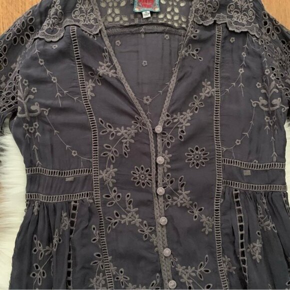 Johnny Was Dark blue Dress Size XS Slip adjustable straps bell sleeve - Picture 7 of 16